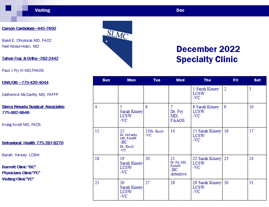 DecemberSpecialtyClinic